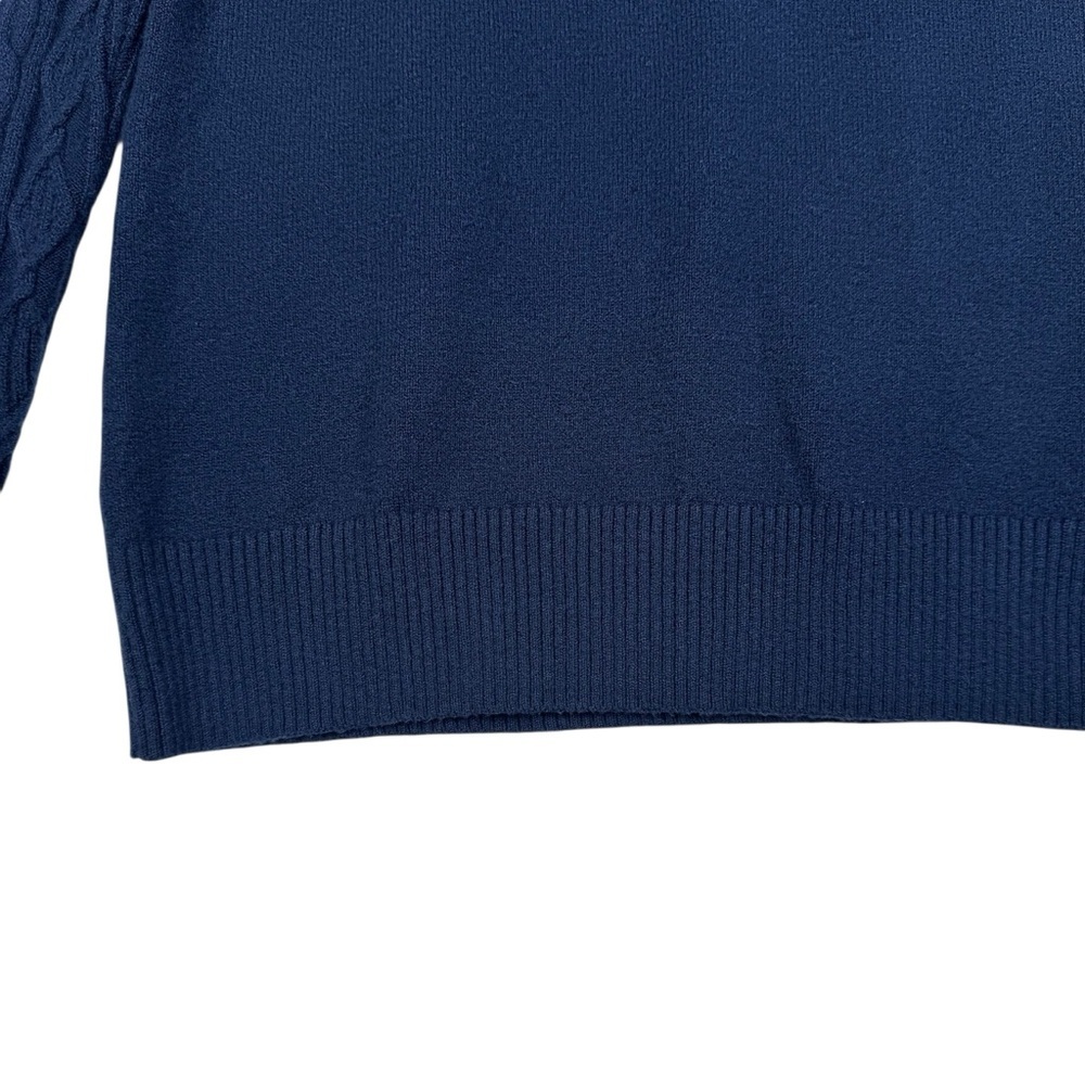 J. Jill Sweater Womens Size M Navy Blue V-Neck Cable Knit Long Sleeves Cotton bl - Picture 4 of 7